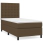 vidaXL Cama box spring con colchón tela marrón oscuro 90x190 cm vidaXL Cama box spring con colchón tela marrón oscuro 90x190 cm