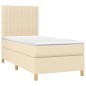 vidaXL Cama box spring con colchón tela color crema 90x190 cm vidaXL Cama box spring con colchón tela color crema 90x190 cm