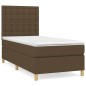 vidaXL Cama box spring con colchón tela marrón oscuro 90x200 cm vidaXL Cama box spring con colchón tela marrón oscuro 90x200 cm
