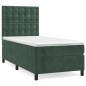 vidaXL Cama box spring con colchón terciopelo verde oscuro 90x190 cm