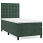 vidaXL Cama box spring con colchón terciopelo verde oscuro 90x200 cm vidaXL Cama box spring con colchón terciopelo verde oscuro 90x200 cm