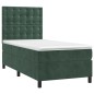 vidaXL Cama box spring con colchón terciopelo verde oscuro 90x200 cm vidaXL Cama box spring con colchón terciopelo verde oscuro 90x200 cm