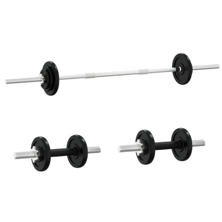 vidaXL Juego de barras y mancuernas con discos 90 kg hierro fundido