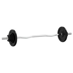 vidaXL Mancuerna con discos 90 kg hierro fundido y acero cromado