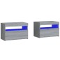 vidaXL Mesitas de noche con luces LED 2 uds gris sonoma 60x35x40 cm vidaXL Mesitas de noche con luces LED 2 uds gris sonoma 60x35x40 cm