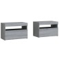 vidaXL Mesitas de noche con luces LED 2 uds gris sonoma 60x35x40 cm vidaXL Mesitas de noche con luces LED 2 uds gris sonoma 60x35x40 cm