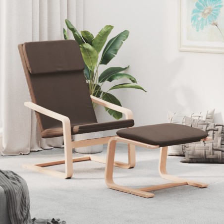 vidaXL Sillón de relax con taburete tela marrón oscuro