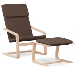 vidaXL Sillón de relax con taburete tela marrón oscuro