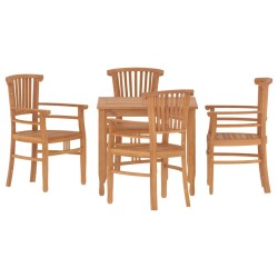 vidaXL Juego de comedor para jardín 5 piezas madera maciza de teca