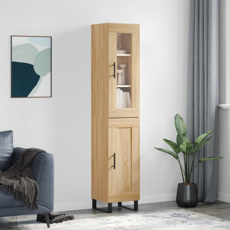 vidaXL Aparador de madera contrachapada roble Sonoma 34,5x34x180 cm vidaXL Aparador de madera contrachapada roble Sonoma 34,5x34x180 cm