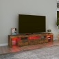 vidaXL Mueble de TV con luces LED color roble ahumado 200x36,5x40 cm vidaXL Mueble de TV con luces LED color roble ahumado 200x36,5x40 cm