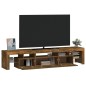 vidaXL Mueble de TV con luces LED color roble ahumado 200x36,5x40 cm vidaXL Mueble de TV con luces LED color roble ahumado 200x36,5x40 cm