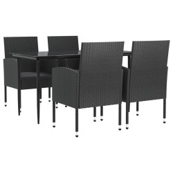 vidaXL Juego de comedor de jardín 5 pzas ratán sintético y acero negro