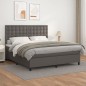 vidaXL Cama box spring con colchón cuero sintético gris 160x200 cm vidaXL Cama box spring con colchón cuero sintético gris 160x200 cm
