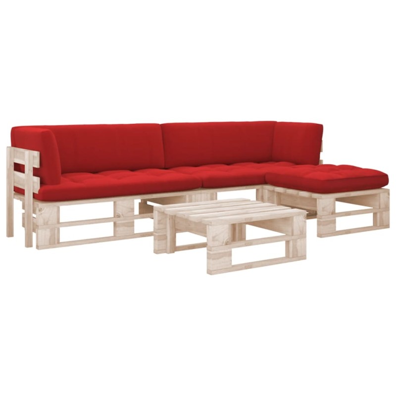 vidaXL Muebles de palets 4 pzas y cojines madera pino impregnada vidaXL Muebles de palets 4 pzas y cojines madera pino impregnada