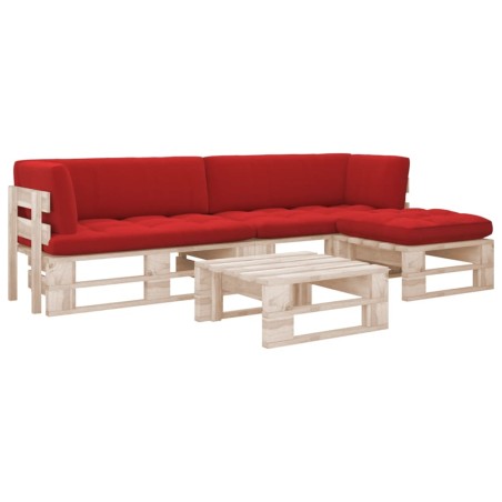 vidaXL Muebles de palets 4 pzas y cojines madera pino impregnada