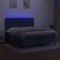 vidaXL Cama box spring colchón y luces LED tela azul 160x200 cm