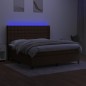 vidaXL Cama box spring colchón luces LED tela marrón oscuro 180x200cm vidaXL Cama box spring colchón luces LED tela marrón oscuro 180x200cm