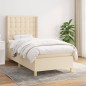 vidaXL Cama box spring con colchón tela color crema 100x200 cm vidaXL Cama box spring con colchón tela color crema 100x200 cm