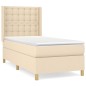 vidaXL Cama box spring con colchón tela color crema 100x200 cm vidaXL Cama box spring con colchón tela color crema 100x200 cm