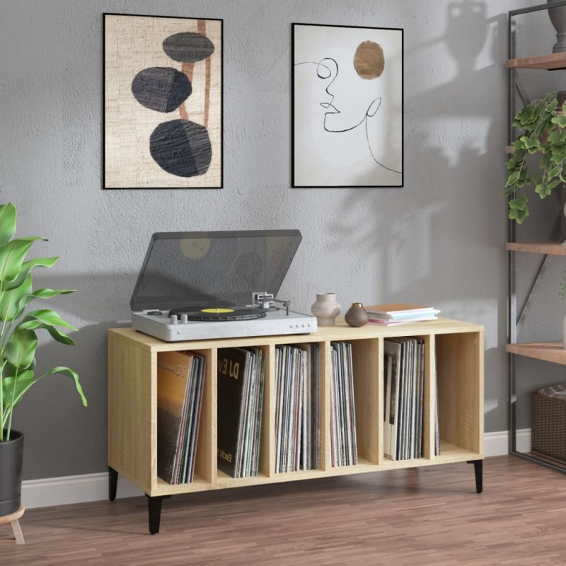 vidaXL Mueble discos madera contrachapada roble Sonoma 100x38x48 cm vidaXL Mueble discos madera contrachapada roble Sonoma 100x38x48 cm