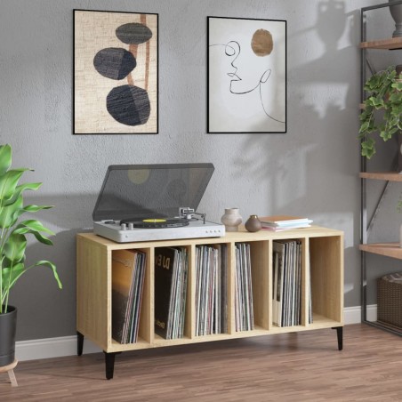 vidaXL Mueble discos madera contrachapada roble Sonoma 100x38x48 cm