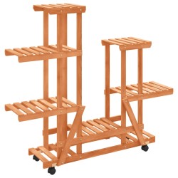 vidaXL Soporte de flores con ruedas madera maciza abeto 95x25x101 cm