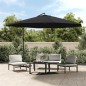 vidaXL Sombrilla voladiza con poste de aluminio negro 350 cm vidaXL Sombrilla voladiza con poste de aluminio negro 350 cm