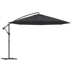vidaXL Sombrilla voladiza con poste de aluminio negro 350 cm