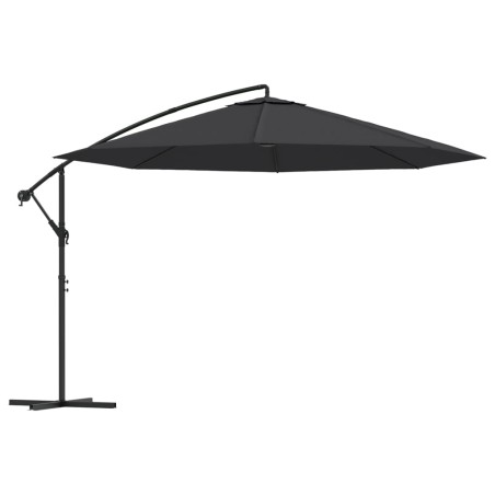 vidaXL Sombrilla voladiza con poste de aluminio negro 350 cm