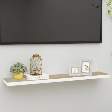 vidaXL Estante flotante de pared MDF roble y blanco 120x23,5x3,8 cm