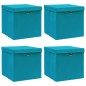  vidaXL Caja de almacenaje con tapa 4 uds tela azul celeste 32x32x32 cm