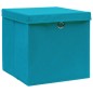  vidaXL Caja de almacenaje con tapa 4 uds tela azul celeste 32x32x32 cm