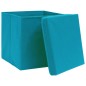  vidaXL Caja de almacenaje con tapa 4 uds tela azul celeste 32x32x32 cm