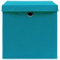  vidaXL Caja de almacenaje con tapa 4 uds tela azul celeste 32x32x32 cm