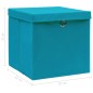  vidaXL Caja de almacenaje con tapa 4 uds tela azul celeste 32x32x32 cm