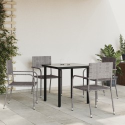 vidaXL Juego de comedor jardín 5 pzas ratán sintético acero gris negro