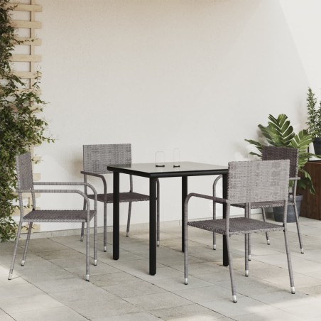 vidaXL Juego de comedor jardín 5 pzas ratán sintético acero gris negro