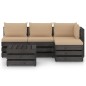 vidaXL Muebles de jardín 5 piezas con cojines madera impregnada gris vidaXL Muebles de jardín 5 piezas con cojines madera impregnada gris