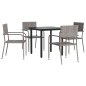 vidaXL Juego de comedor jardín 5 pzas ratán sintético acero gris negro vidaXL Juego de comedor jardín 5 pzas ratán sintético acero gris negro
