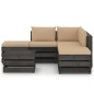 vidaXL Muebles de jardín 6 pzas con cojines madera impregnada gris