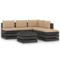 vidaXL Muebles de jardín 6 pzas con cojines madera impregnada gris vidaXL Muebles de jardín 6 pzas con cojines madera impregnada gris