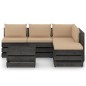 vidaXL Muebles de jardín 6 pzas con cojines madera impregnada gris vidaXL Muebles de jardín 6 pzas con cojines madera impregnada gris