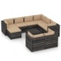 vidaXL Muebles de jardín 10 pzas con cojines madera impregnada gris