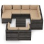 vidaXL Muebles de jardín 10 pzas con cojines madera impregnada gris