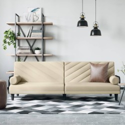 vidaXL Sofá cama con reposabrazos tela color crema
