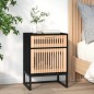vidaXL Mesita noche hierro y madera contrachapada negro 40x30x55,5 cm