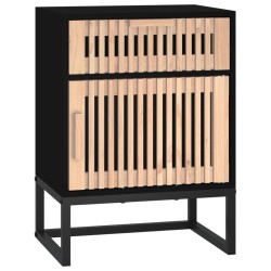 vidaXL Mesita noche hierro y madera contrachapada negro 40x30x55,5 cm