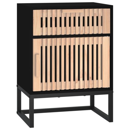 vidaXL Mesita noche hierro y madera contrachapada negro 40x30x55,5 cm