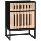 vidaXL Mesita noche hierro y madera contrachapada negro 40x30x55,5 cm